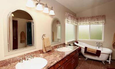Master bath with granite, double sink, soaking tub, separate shower and private toilet. Walk-in closet. - 6782 Swadley Court