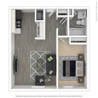Plano de planta de 1 hab y 1 ba