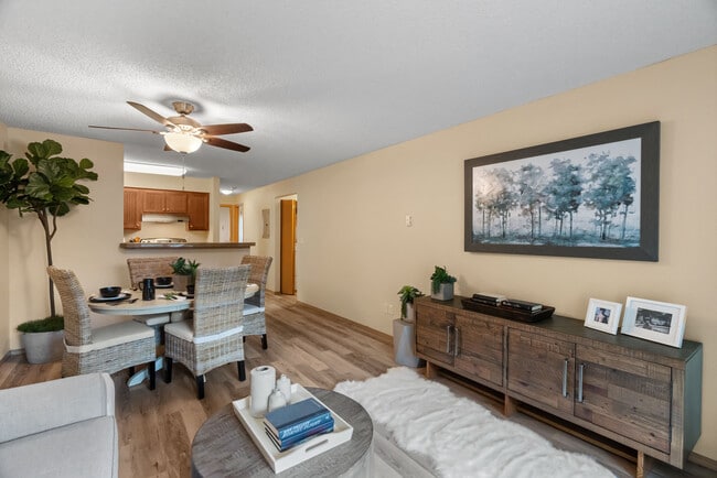 Experience the warmth and style of this beautifully designed open-concept living area.