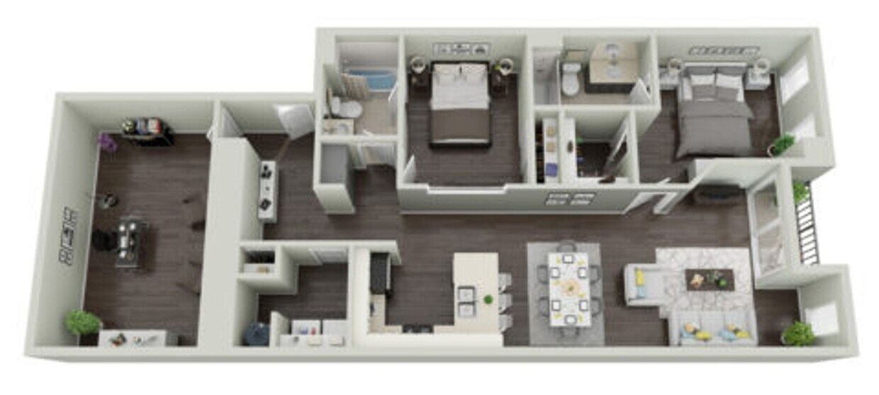 Floor Plan - 2x2 - 1354sqft - Broadway - A