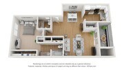 A photo of our 1x1.5 floor plan, The Tenley.