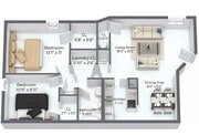 Two Bed, One Bath, Style 1 Floor Plan