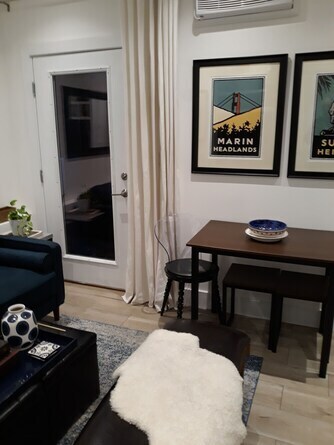 View from inside looking toward the front door.