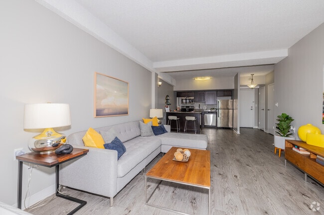 1BR, 1BA - 673SF - Living Area and Kitchen