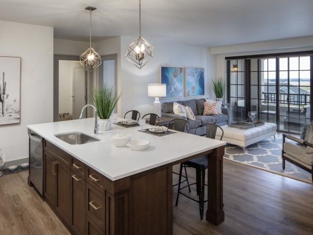Elegant finishes and stand alone islands