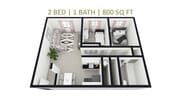 2 Bedroom, 1 Bath