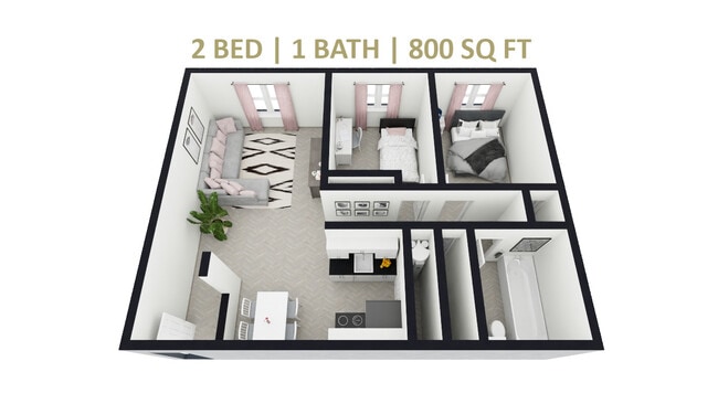2 Bedroom, 1 Bath