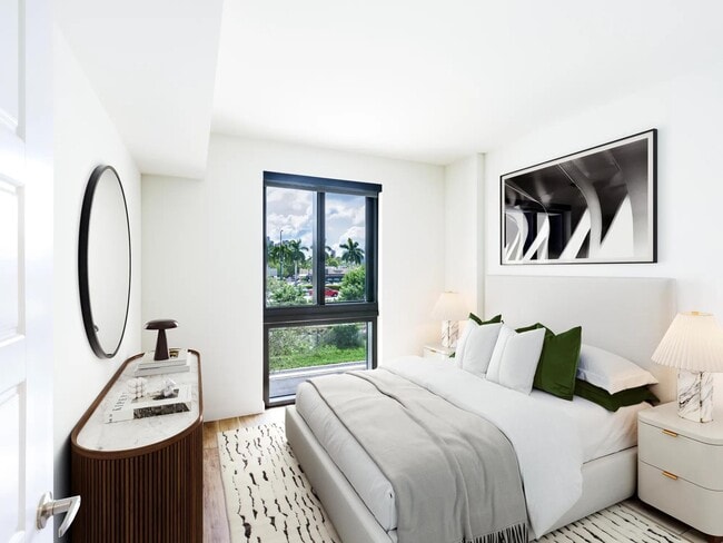 Relax in refined comfort—bedrooms at Modera Aventura offer bright spaces and tranquil views.