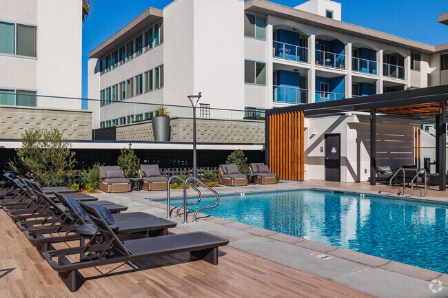 Lounge chairs poolside