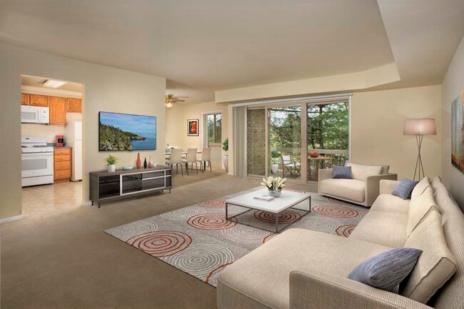 Spacious living and dining area at Londonderry Apartments in Gaithersburg, MD