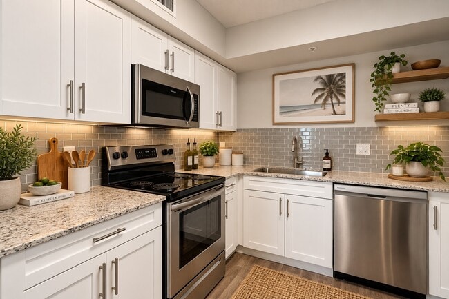 Elevate your culinary experience in the modern kitchen of Sanctuary Cove Apartments. Your sleek, fully-equipped space features elegant finishes and ample storage, perfect for any cooking enthusiast. Schedule your tour today!