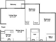 2BR/1BA Floorplan