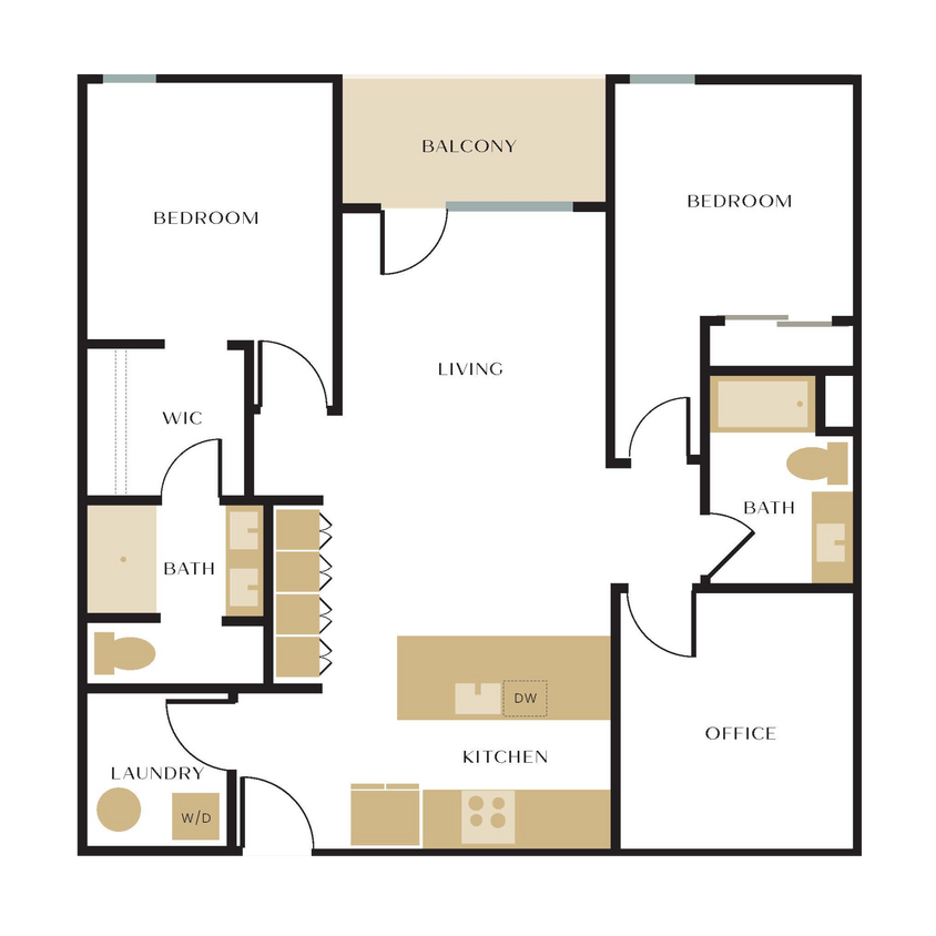 Floor Plan - C1 (2 BD/2BA)
