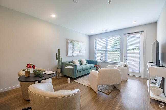 Living Room 1BR, 1BA - 669SF - Florence Hall