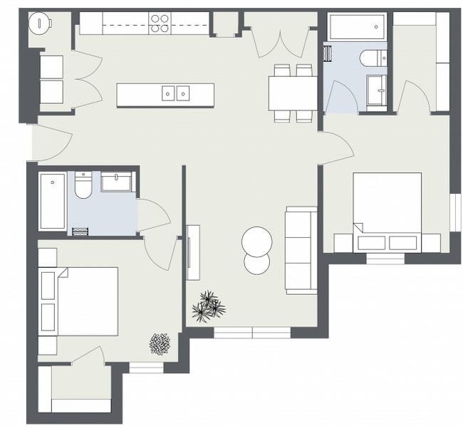 Monroe 2 Bedroom - Level 1 - 2D Floor Plan.jpg - Monroe Landings