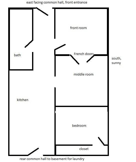 floorplan, no photos of middle room taken, beautiful room. - 97 Walworth St Apartments Unit 2