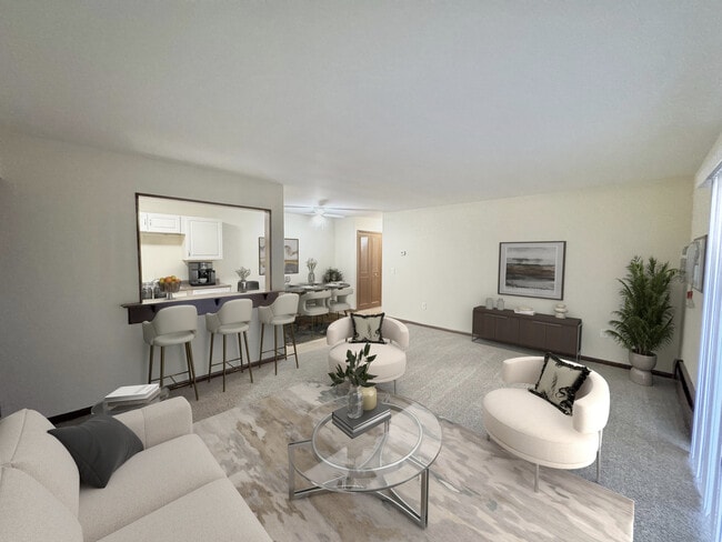 1 bed/1 bath living room - Hilltop Apartments