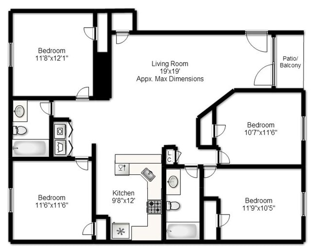 Photo - Renovated 4 Bedroom 2 Bath Room Downtown -... Unidad 03