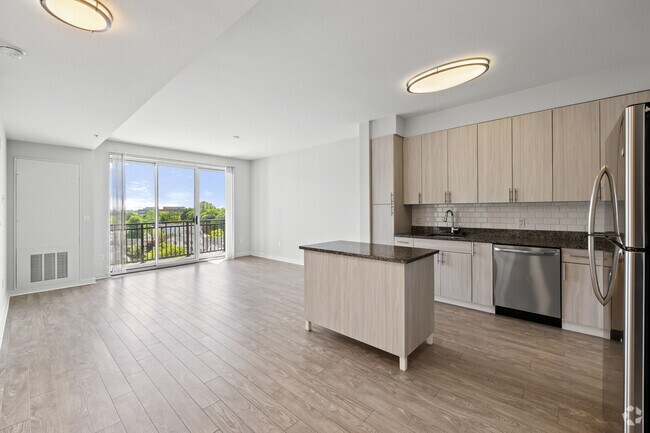 1BR, 1BA - 750 SF- Kitchen and Living Room