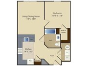 One Bedroom One Bath (630 SF)