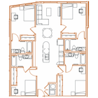 D2 Floor Plan - 4 Bedroom, 4 Bath | 4 Residents