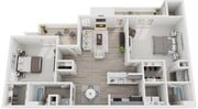 Two Bedrooms, Two Bathrooms, 1010 sqft, Full-Size Washer/Dryer, Patio/Balcony, Fireplace, Two Walk-in Closets, Additional Storage