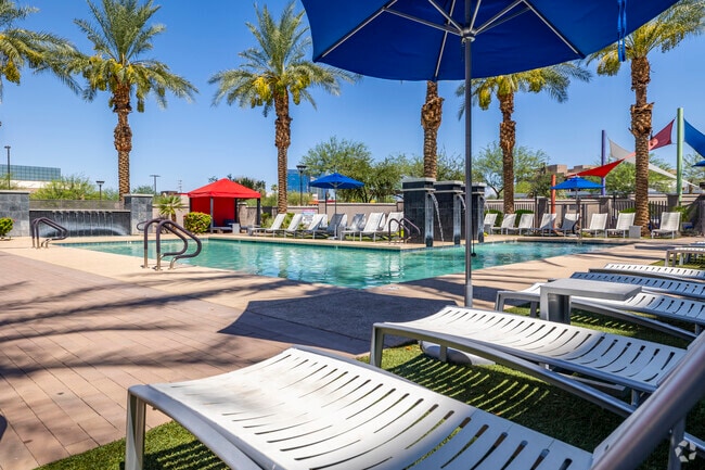 Heated Resort-Style Pool with Cabanas and Water Features