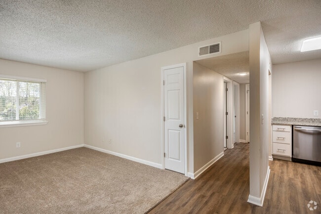 2BR, 1BA - 740SF - Living Room and Kitchen