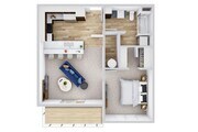 1 Bedroom 1 Bathroom Apartment Floorplan