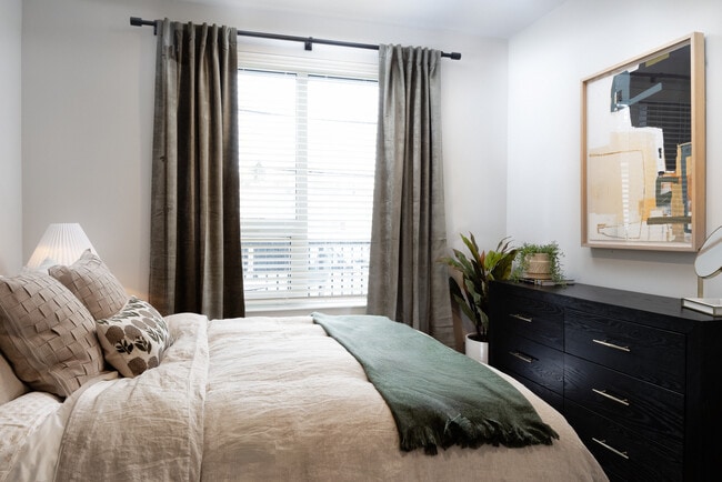 Bedroom with hard surface flooring