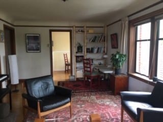 View from living room toward kitchen