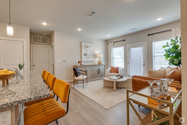 2BD, 2BA- 1,214SF- Kitchen and Living