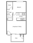 One Bed One Bath Floor Plan