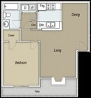 1BR/1BA with Patio