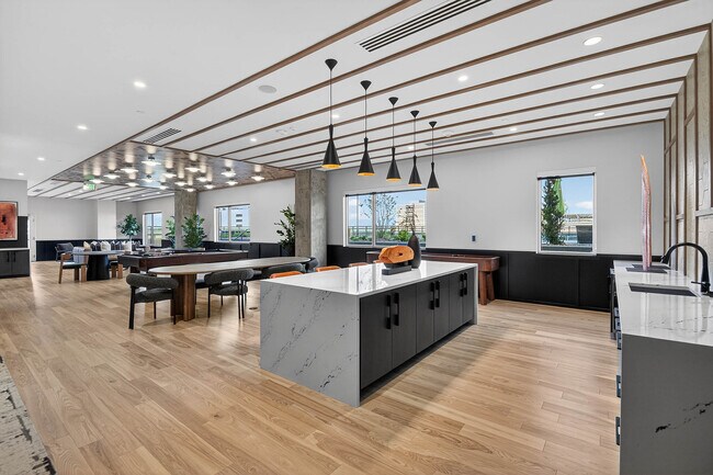 Clubroom with shuffleboard