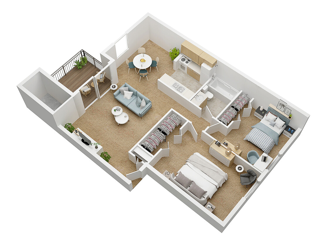 Park Place - The Cedar - 2 Bed 1 Bath - 812 Sq. Ft. - The Cedar