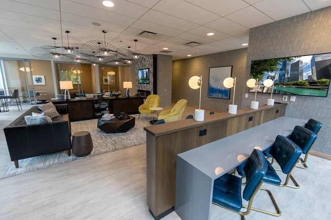 Resident lounge with laptop desk area