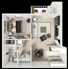1BR/1BA with Patio