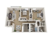 Apartamento de 2 habitaciones y 2 baños