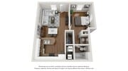 A photo of our 1x1 floor plan, The Royal.