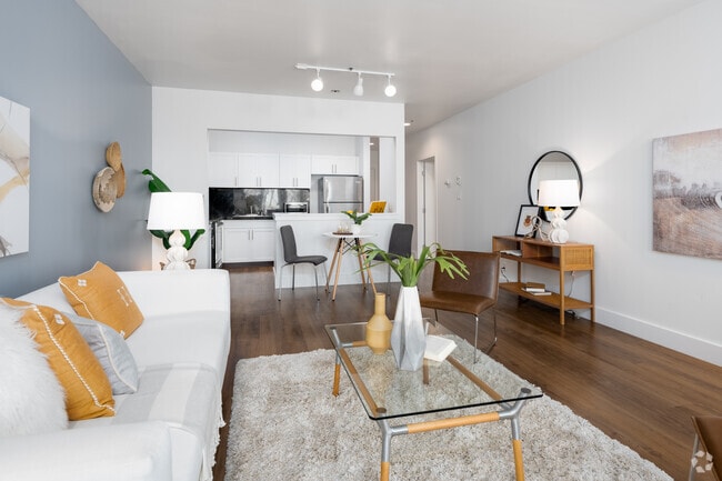 Living Room & Kitchen Island - Residences at Broadway Market