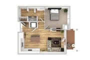 1 Bedroom 1 Bathroom Apartment Floorplan