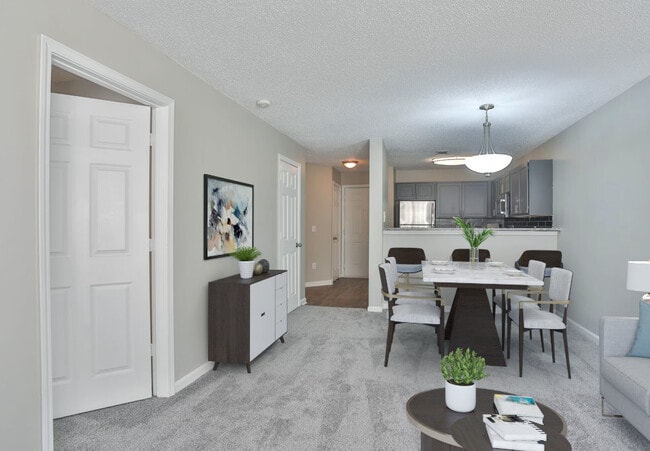 Chadwick and Kensington Living Room to Kitchen View - Crestmont Apartments