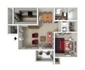 Evergreen | 1 Bed 1 Bath | 654 sq ft | Timber Hollow Apartments in Fairfield