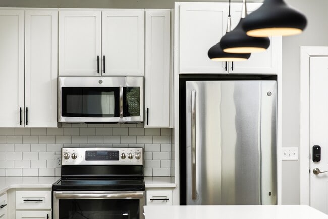 Kitchen with stainless steel appliances