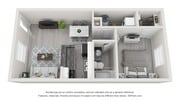 Una representación en 3D del plano de planta de The Chic.