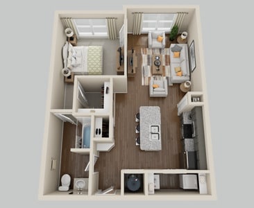 Floor Plan - Phase I 1 Bedroom, 1 Bath