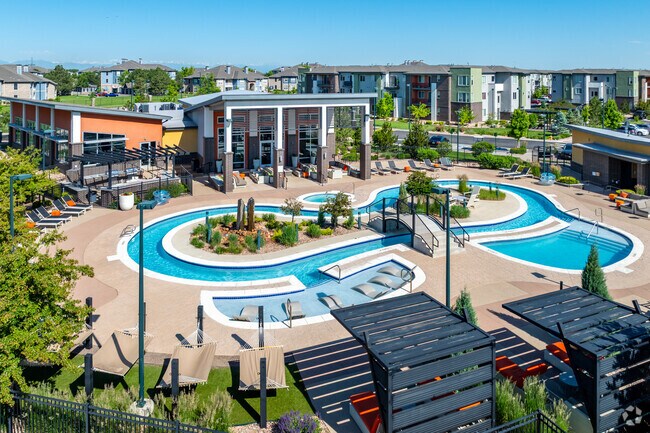 Pool, Lazy River, and Outdoor Spa - Station A Apartments
