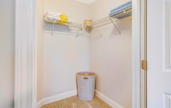 Two Bedroom Primary bedroom walk-in closet at Oak Pointe Apartments in Burlington, NC