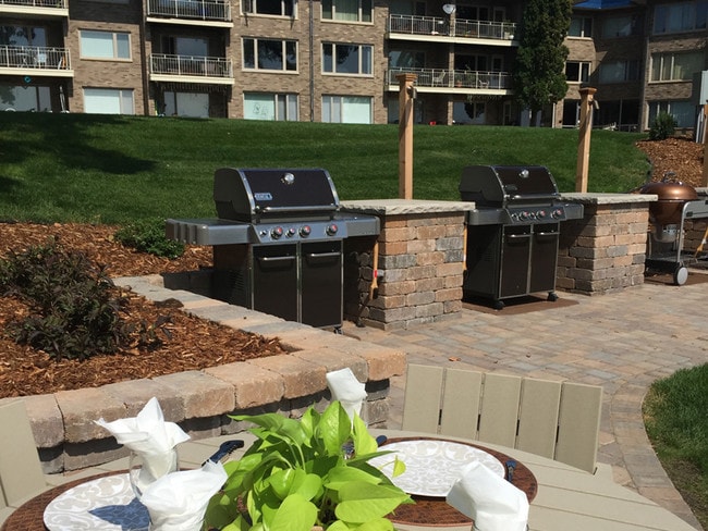 Grilling areas with Weber gas and charcoal grills